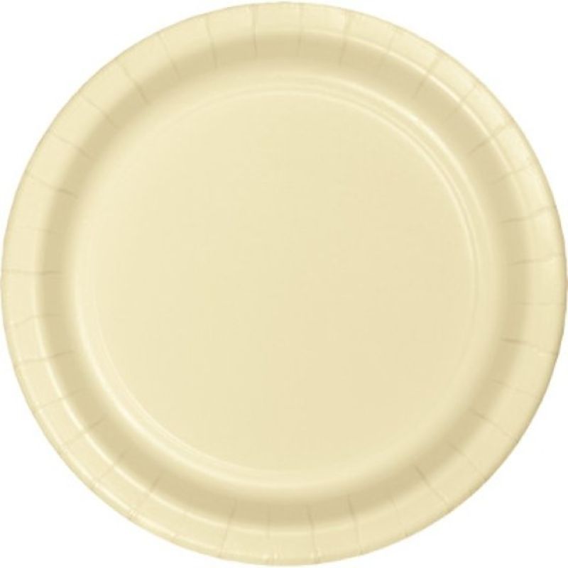 Elegant ivory disposable lunch plates, 18cm, pack of 24, perfect for any occasion from parties to picnics.