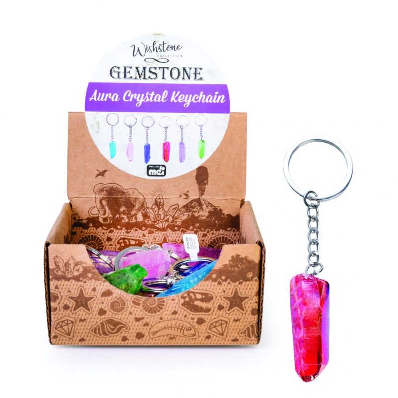 Keychain - Gemstone Aura Quartz Point (Set of 12 Assorted)