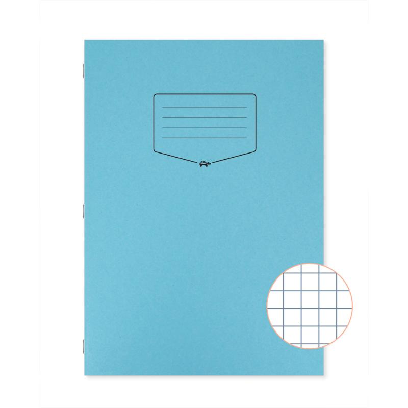 Silvine Tough Shell A4 exercise book with 80 pages, 7mm square grids, and durable laminated covers in vibrant blue.