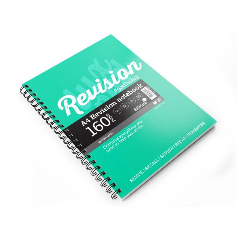 Luxpad A4 wiro bound revision notebook with 160 pages, study layout, and durable laminated covers.