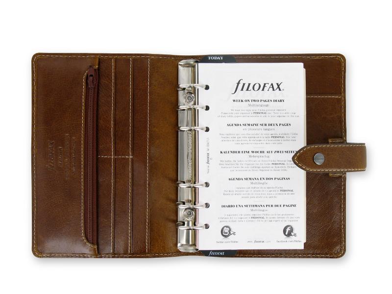 Filofax Organiser Malden Personal Ochre features luxurious buffalo leather, practical pockets, and a week-on-two-pages diary.