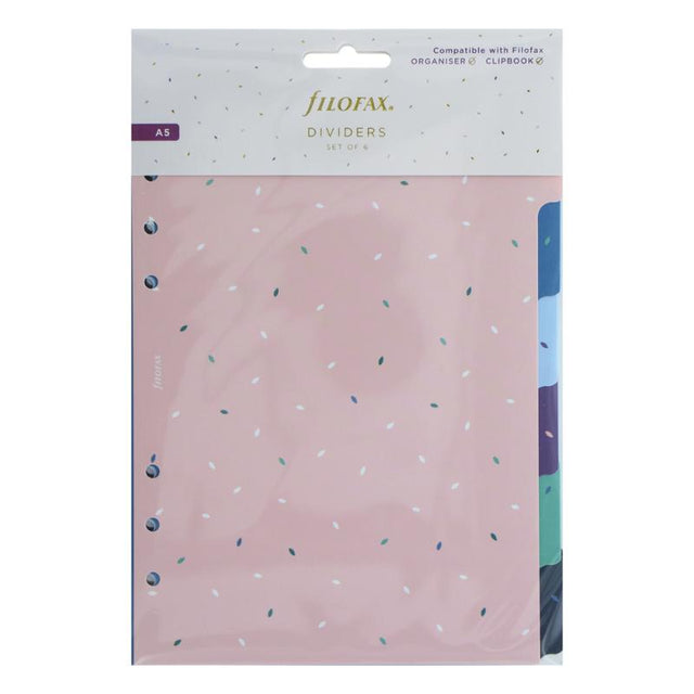 Vibrant Filofax Garden A5 dividers set featuring colorful floral patterns for stylish organization in planners and clipbooks.