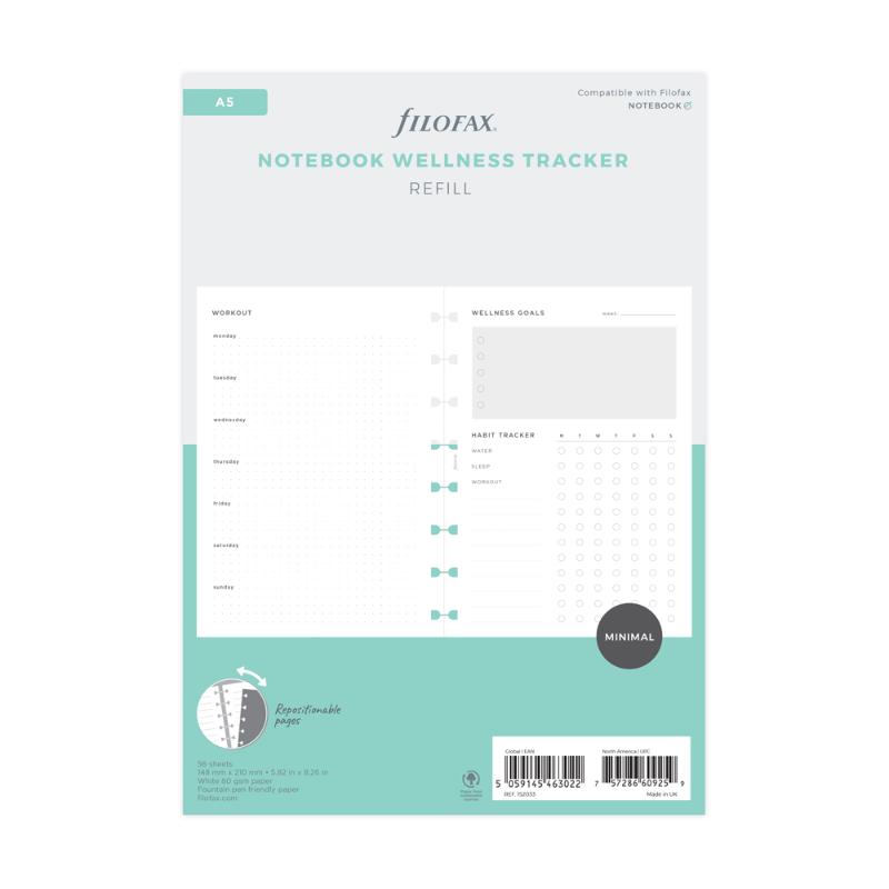 Filofax Notebook A5 Wellness Trackers Refill