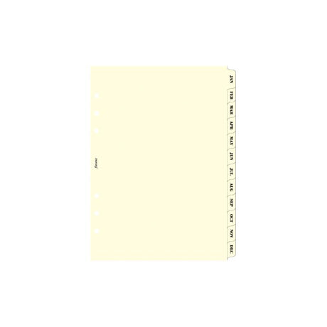 Filofax A5 Cream Index Refill with monthly tabs for efficient planning and elegant organisation throughout the year.