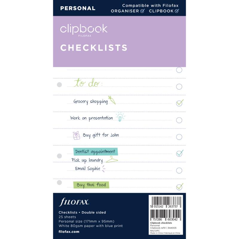 Filofax Clipbook Personal To Do List Refill