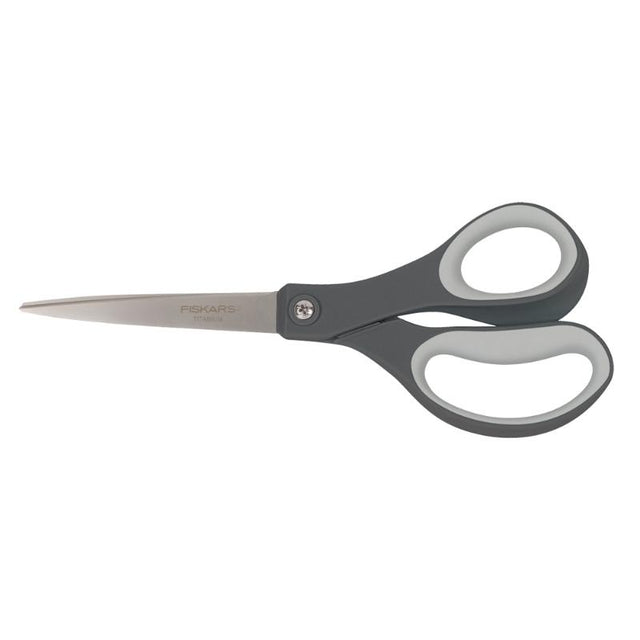 Fiskars 8 inch Titanium scissors with ergonomically designed grips for precise cutting and long-lasting sharpness.