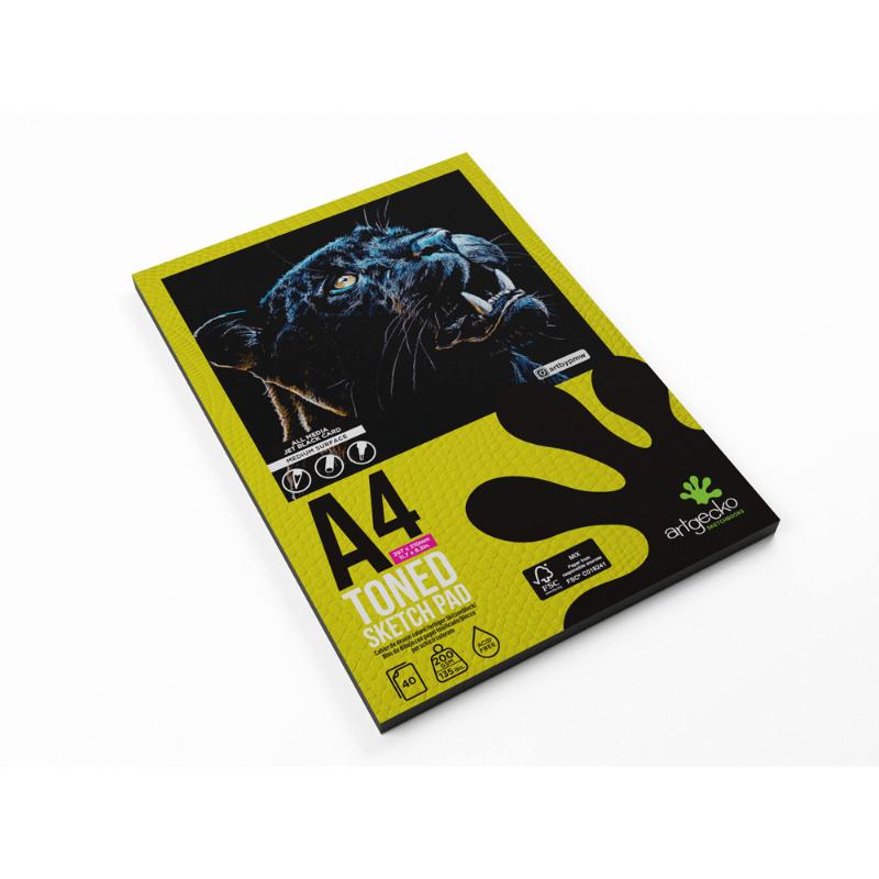 Artgecko Pro Toned Sketchpad A4 40 Sheets 200gsm Black Card