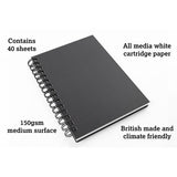 Artgecko Classy Sketchbook A5 80 Pages 40 Sheets 150gsm White Paper