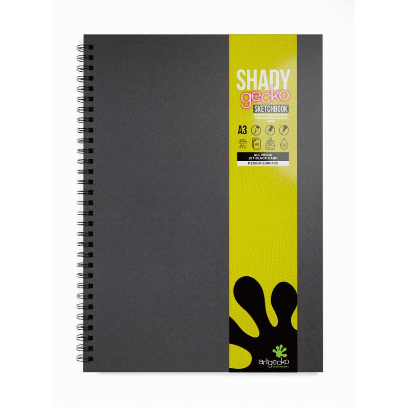 Artgecko Shady Sketchbook A3 80 Pages 40 Sheets 200gsm Black Toned Card