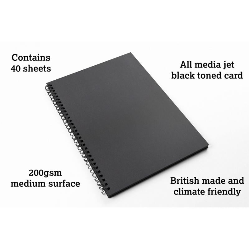 Artgecko Shady Sketchbook A3 80 Pages 40 Sheets 200gsm Black Toned Card