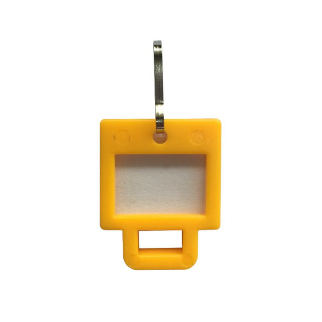 Vibrant yellow SR Key Tag Square for efficient key management, durable and customizable for quick identification.