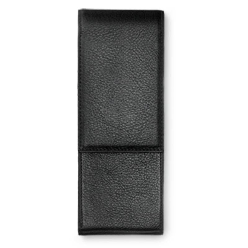 Elegant Lamy Soft Leather Pouch A202 in black, designed for two pens with a secure flap and premium calfskin leather.