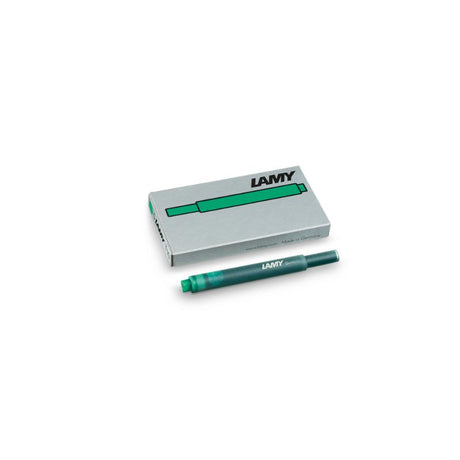 Lamy T10 Ink Cartridges 5 Pack in vibrant green for smooth writing with LAMY fountain pens.