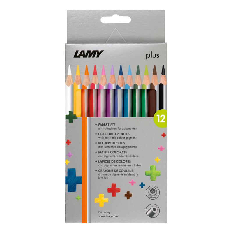 Set of 12 vibrant Lamy coloured pencils with ergonomic design for smooth, break-resistant, and versatile artistic use.