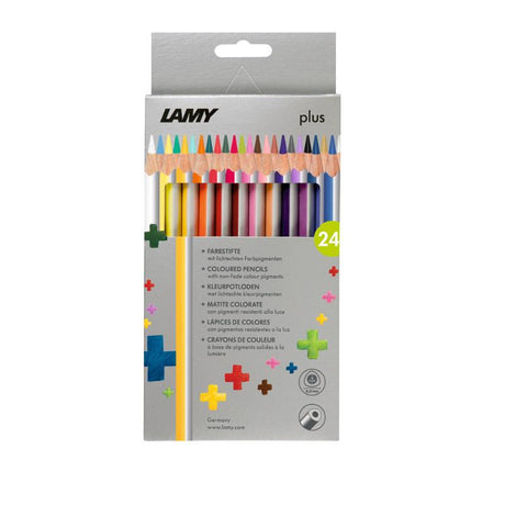 Lamy Coloured Pencils Plus Pack 24 featuring 24 vibrant pencils for smooth application and ergonomic design for comfort.