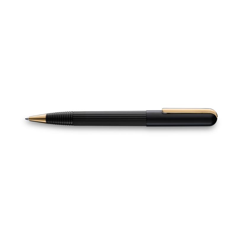 Lamy Imporium Ballpen in black and gold, featuring a luxury design with unique guilloche pattern and twist-action mechanism.