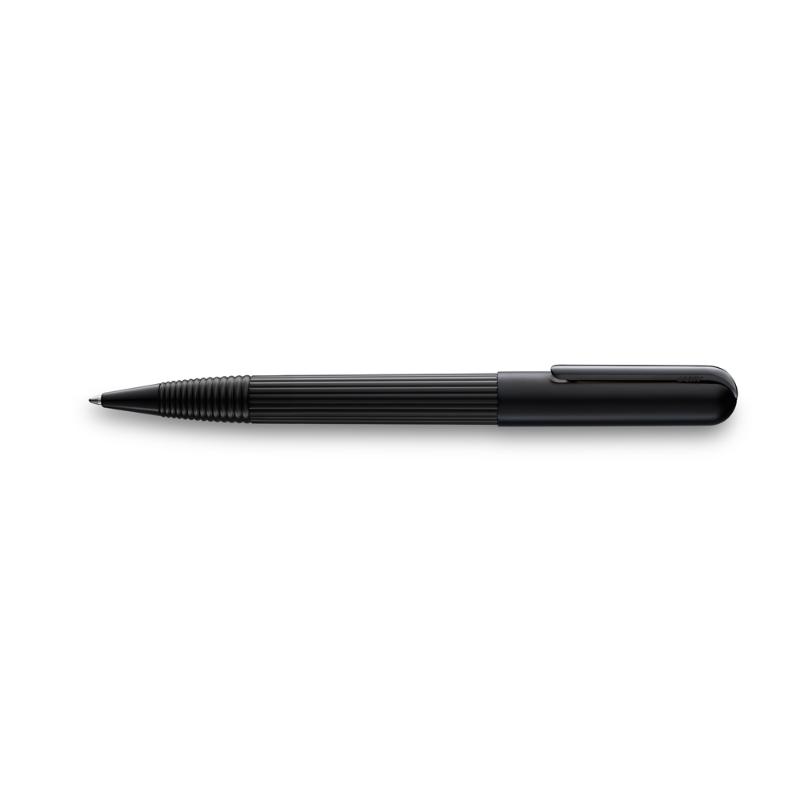 Lamy Imporium Ballpen Black (292) features sleek titanium design, twist-action mechanism, and elegant guilloched container.