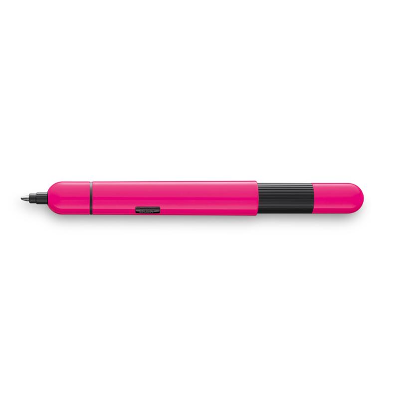 Compact Lamy Pico Ballpoint in neon pink, features a double mechanism for easy transformation and a sleek design for on-the-go writing.