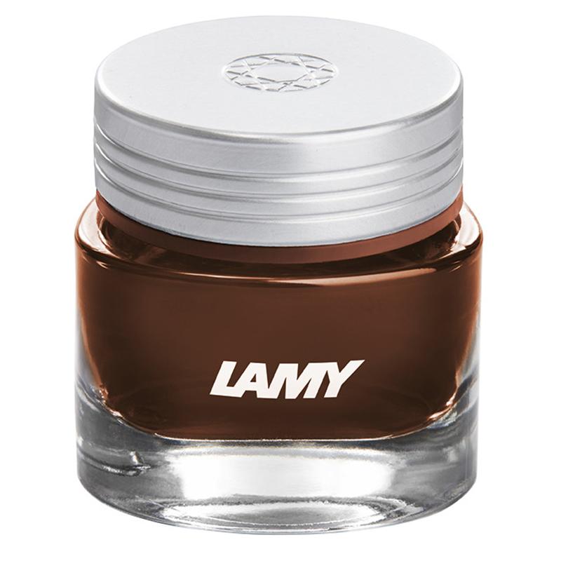 Lamy Ink T53 500 Topaz Brown in a 30ml bottle, rich velvety brown ideal for elegant writing and artistic projects.