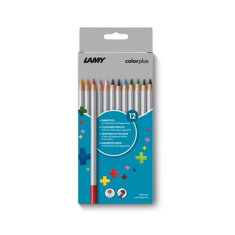 Lamy Colorplus Pack of 12 vibrant coloured pencils for artists, featuring ergonomic design and durable break-resistant leads.