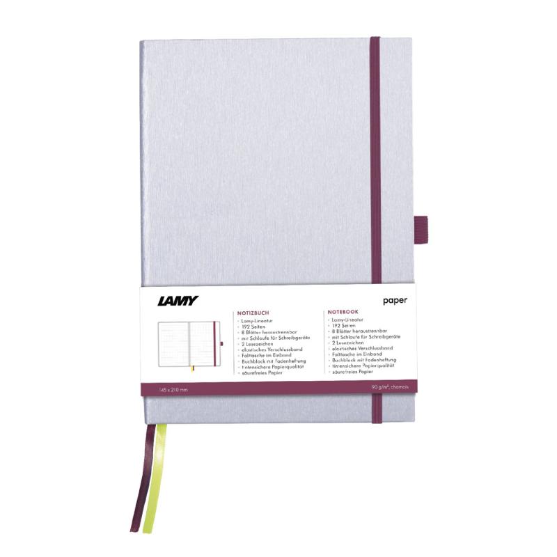 Lamy Notebook A5 Hard Cover Silver with Purple Edge
