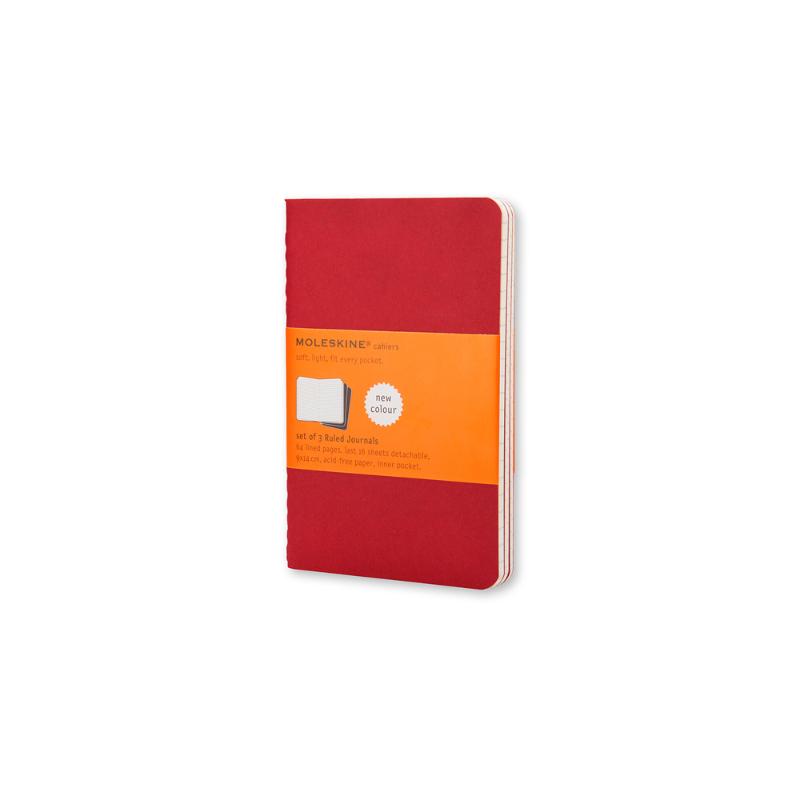 Moleskine Cahier Journals Large Cranberry Red Ruled Pack 3