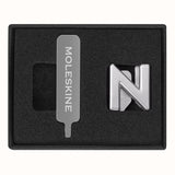 Silver Moleskine Pins for personalizing notebooks, made of durable zinc alloy, ideal for creative expression.