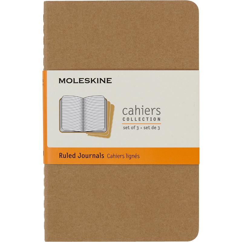 Moleskine Cahier Journals Pocket Kraft Brown Ruled Pack 3