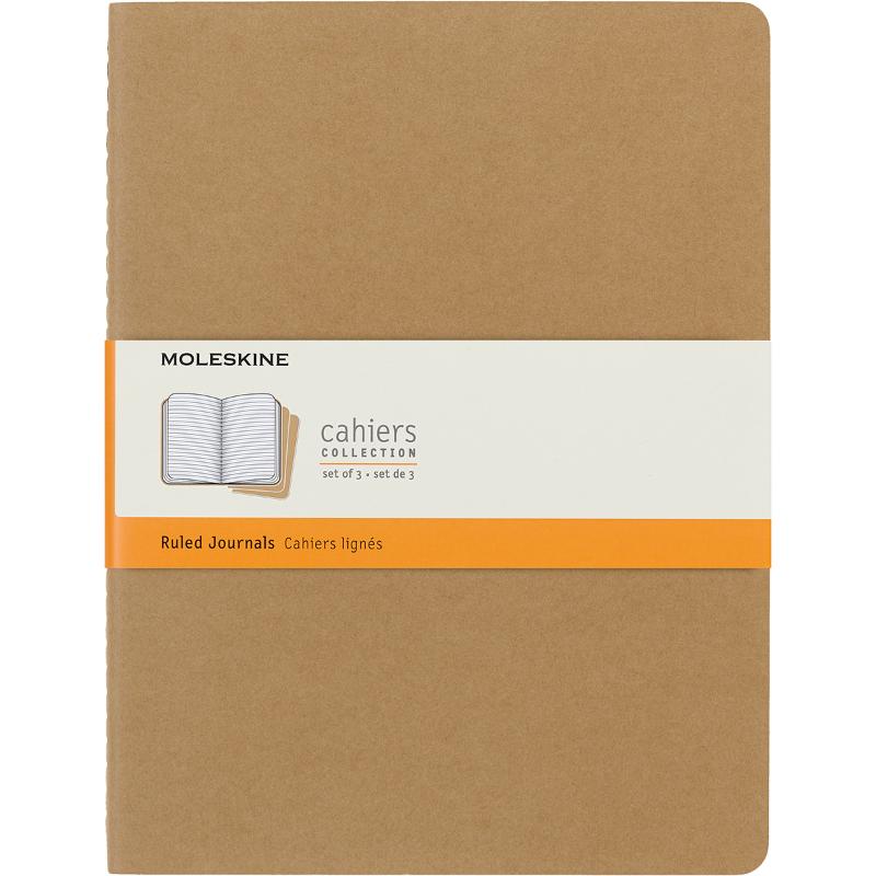 Moleskine Cahier Journals XL Kraft Brown Ruled Pack 3