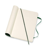 Moleskine Large Myrtle Green Soft Cover Notebook with plain pages, secure elastic closure, and expandable pocket.