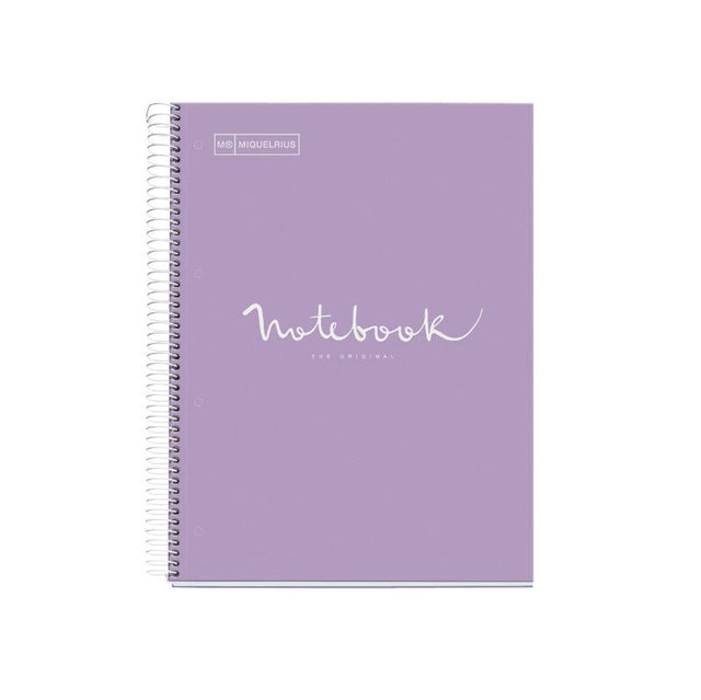 Miquelrius Lavender 5-Subject Notebook A4, 120 ruled sheets, durable cover, ideal for notes and creative projects.