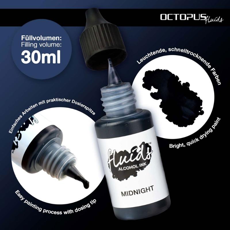 Octopus Fluids Alcohol Ink Midnight Black 30ml