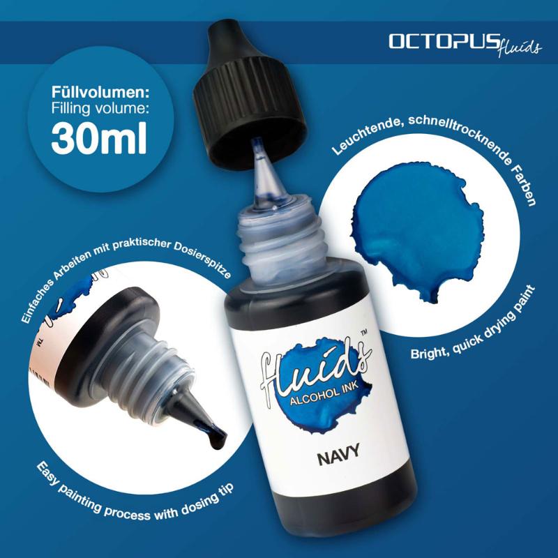 Octopus Fluids Alcohol Ink Navy Blue 30ml