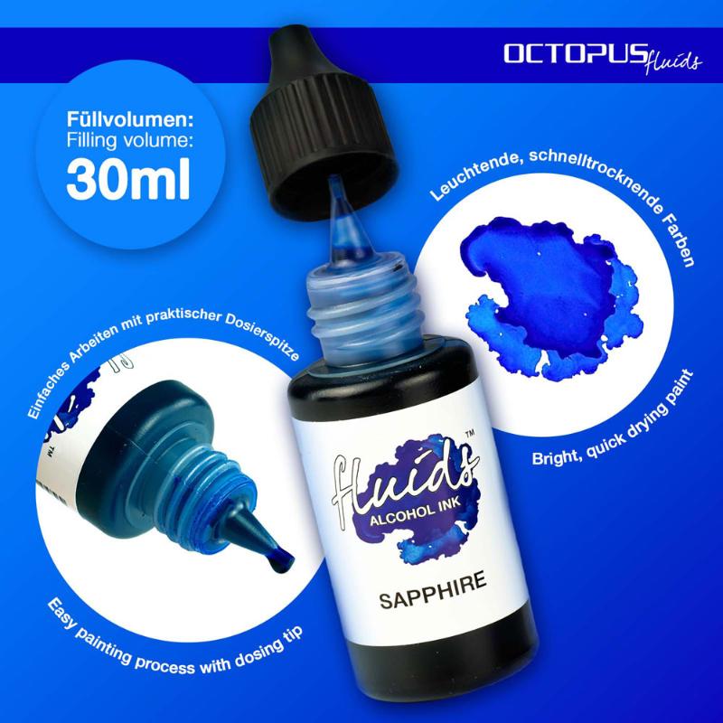 Octopus Fluids Alcohol Ink Sapphire Blue 30ml