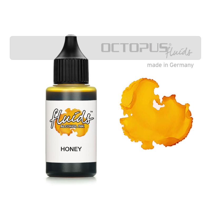 Octopus Fluids Honey Brown Alcohol Ink (30ml) for versatile, vibrant art on various surfaces.