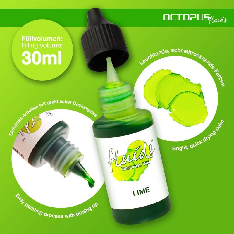 Octopus Fluids Alcohol Ink Lime Green 30ml