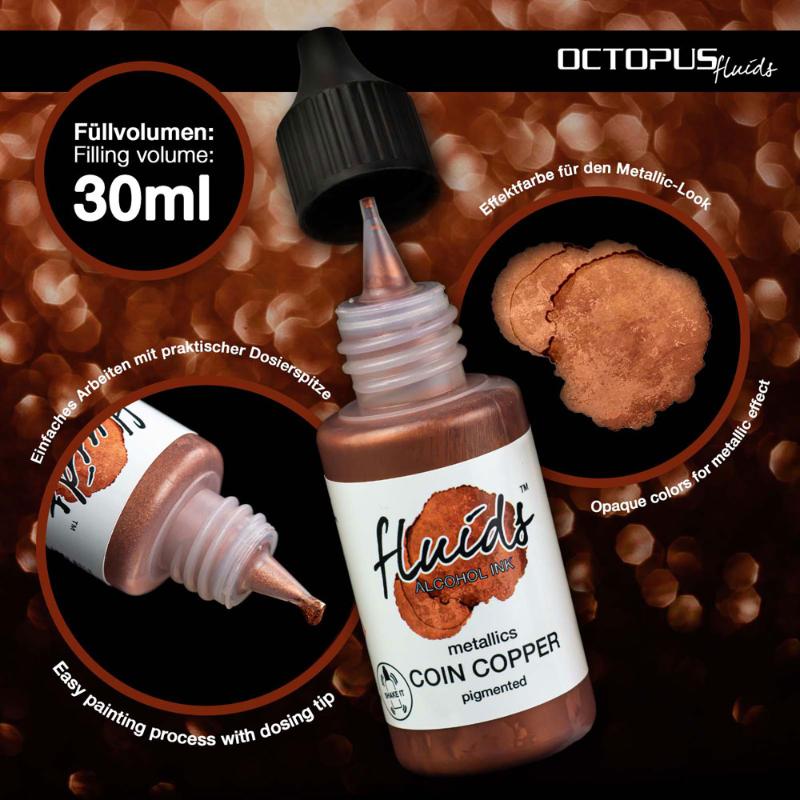 Octopus Fluids Alcohol Ink Coin Copper Metallic 30ml