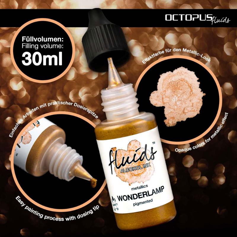 Octopus Fluids Alcohol Ink Wonderlamp Gold Metallic 30ml