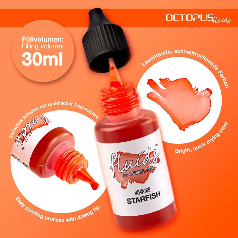 Octopus Fluids Alcohol Ink Starfish Orange 30ml