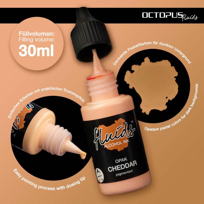 Octopus Fluids Alcohol Ink Opak Cheddar Orange 30ml