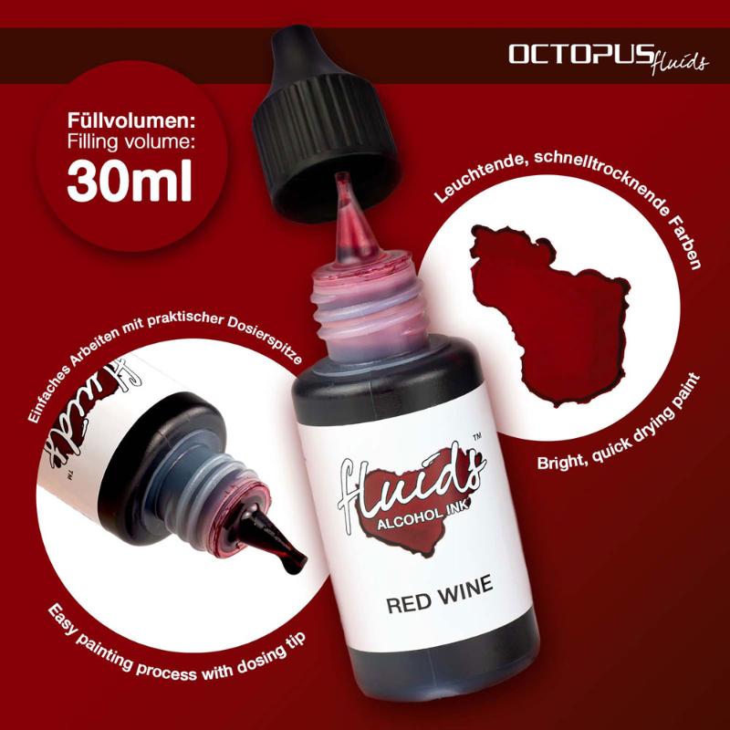 Octopus Fluids Alcohol Ink Red Wine 30ml