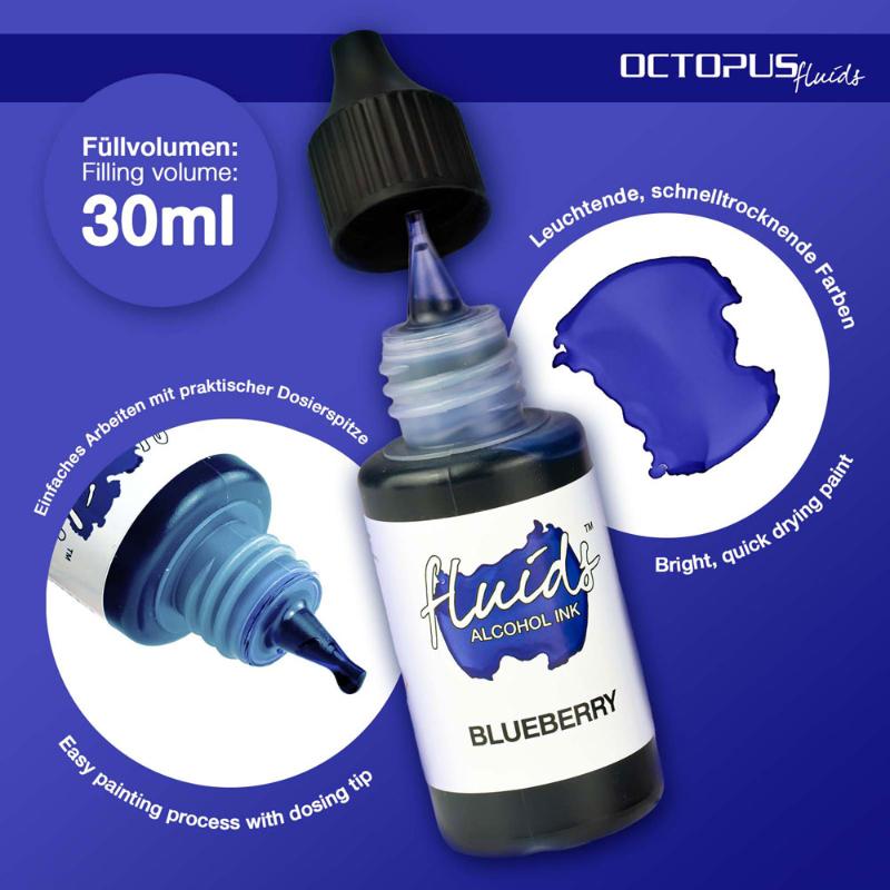 Octopus Fluids Alcohol Ink Blueberry Violet 30ml