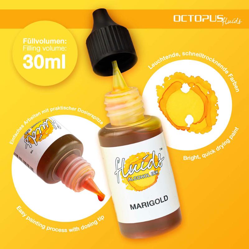 Octopus Fluids Alcohol Ink Marigold Yellow 30ml