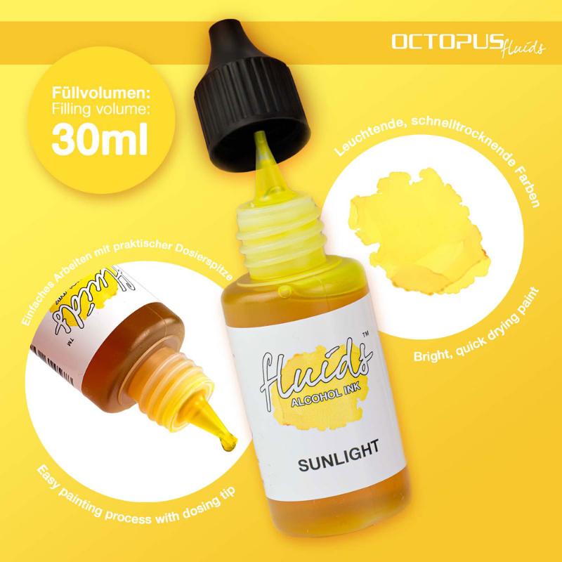 Octopus Fluids Alcohol Ink Sunlight Yellow 30ml