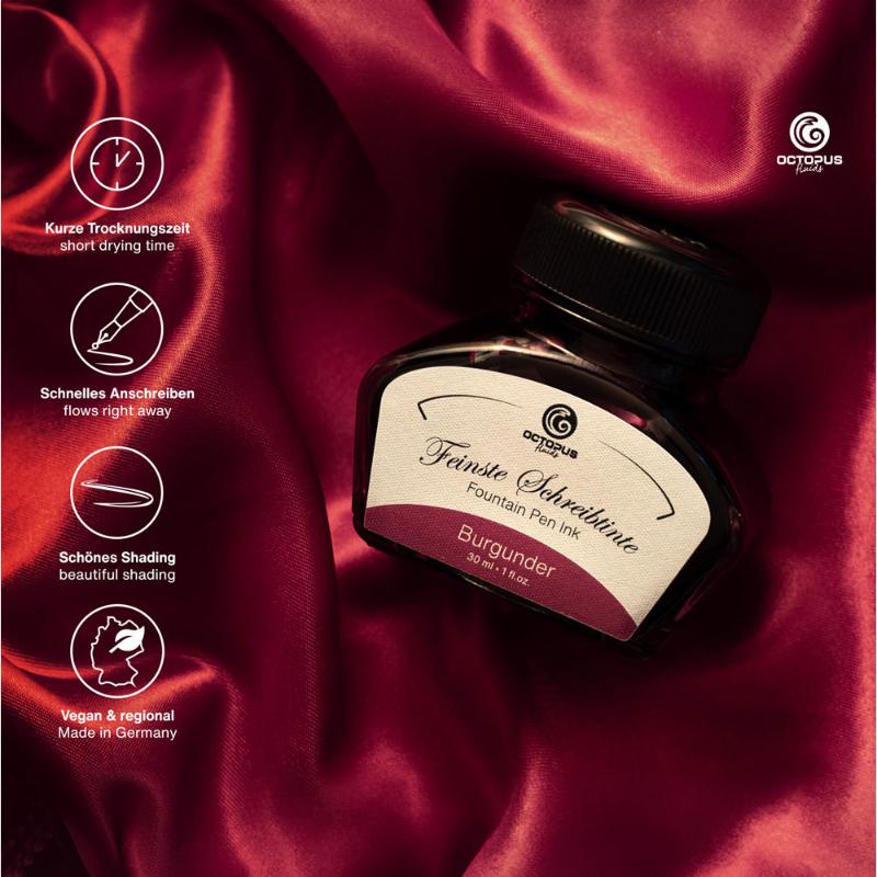 Octopus Fluids Fountain Pen Ink Burgundy (Burgunder) 30ml