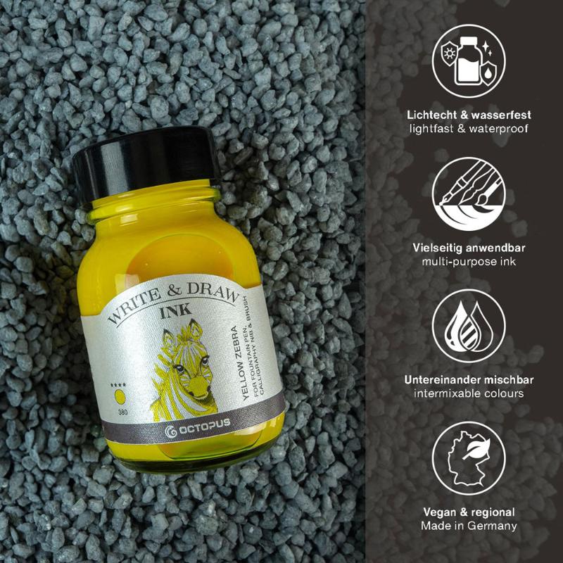 Octopus Fluids Write and Draw Ink 380 Yellow Zebra 50ml