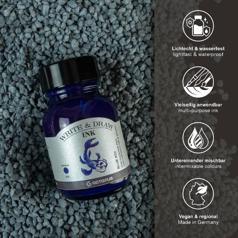 Octopus Fluids Write and Draw Ink 414 Blue Koi 50ml
