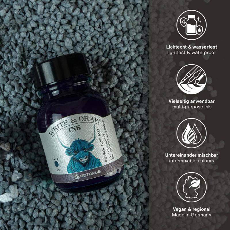 Octopus Fluids Write and Draw Ink 419 Petrol Buffalo 50ml
