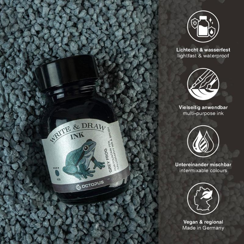 Octopus Fluids Write and Draw Ink 458 Grey Frog 50ml