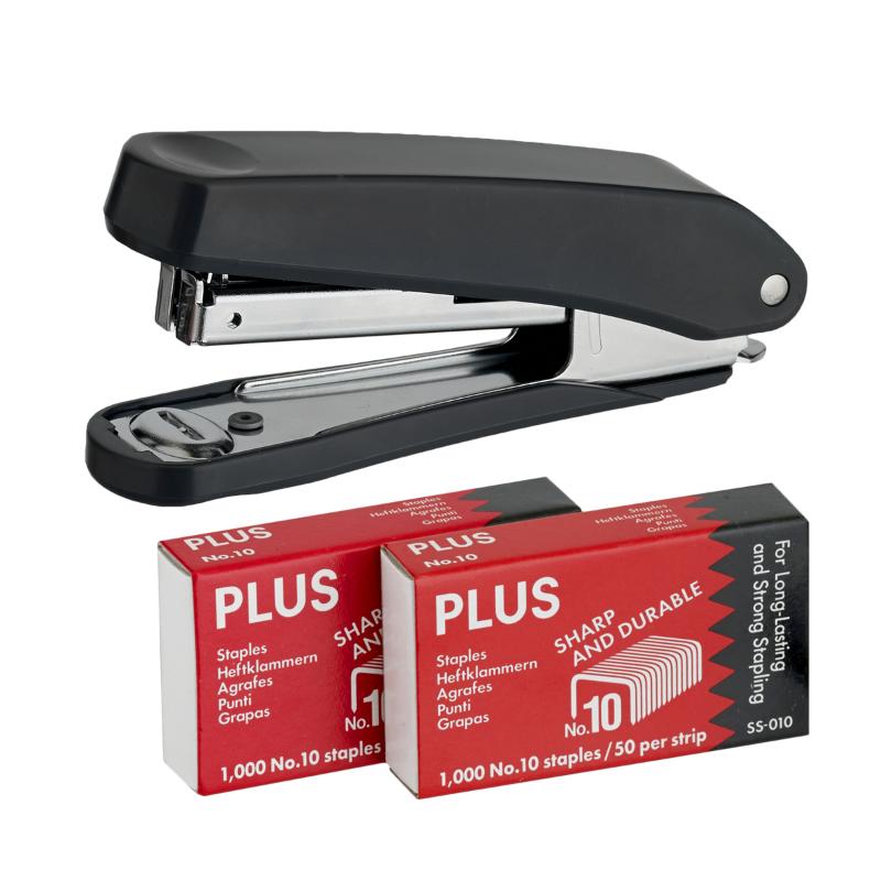 Plus Stapler + 2000 Staples PS10E Dark Grey - Smartfox